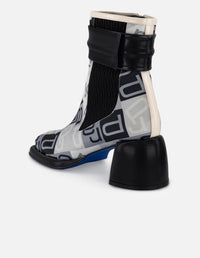 Botines gris textil de mujer combinación de materiales