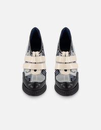 Botines gris textil de mujer combinación de materiales