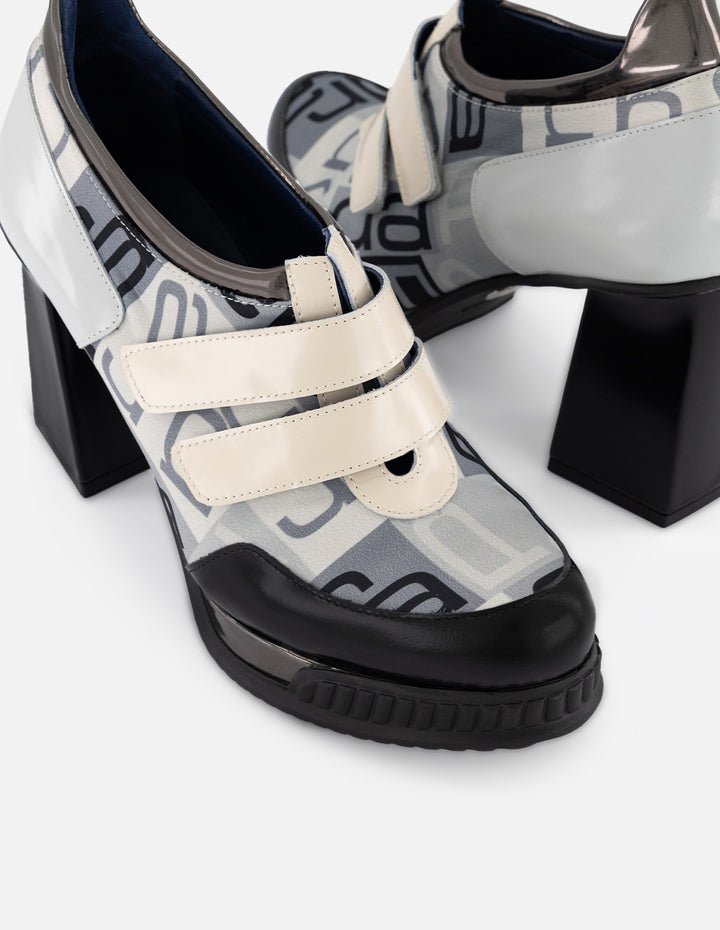 Botines gris textil de mujer combinación de materiales