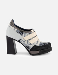 Botines gris textil de mujer combinación de materiales