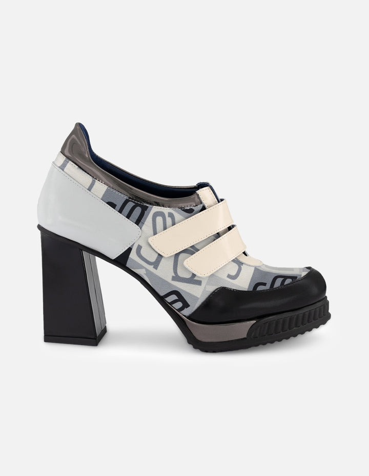 Botines gris textil de mujer combinación de materiales