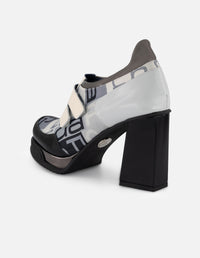 Botines gris textil de mujer combinación de materiales