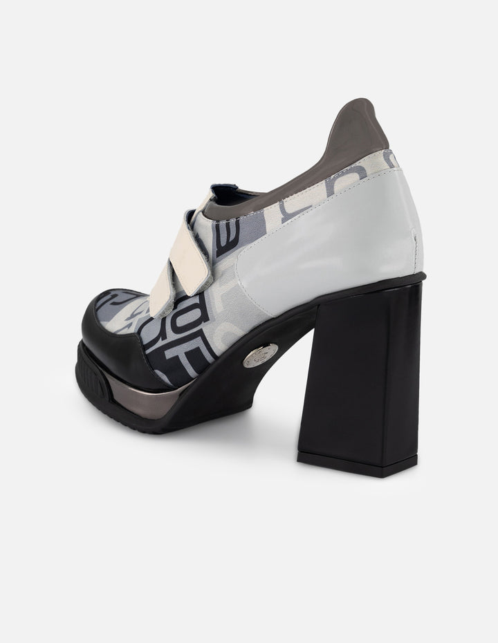 Botines gris textil de mujer combinación de materiales