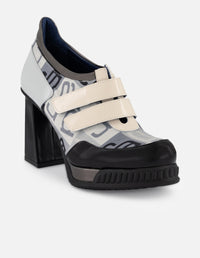 Botines gris textil de mujer combinación de materiales