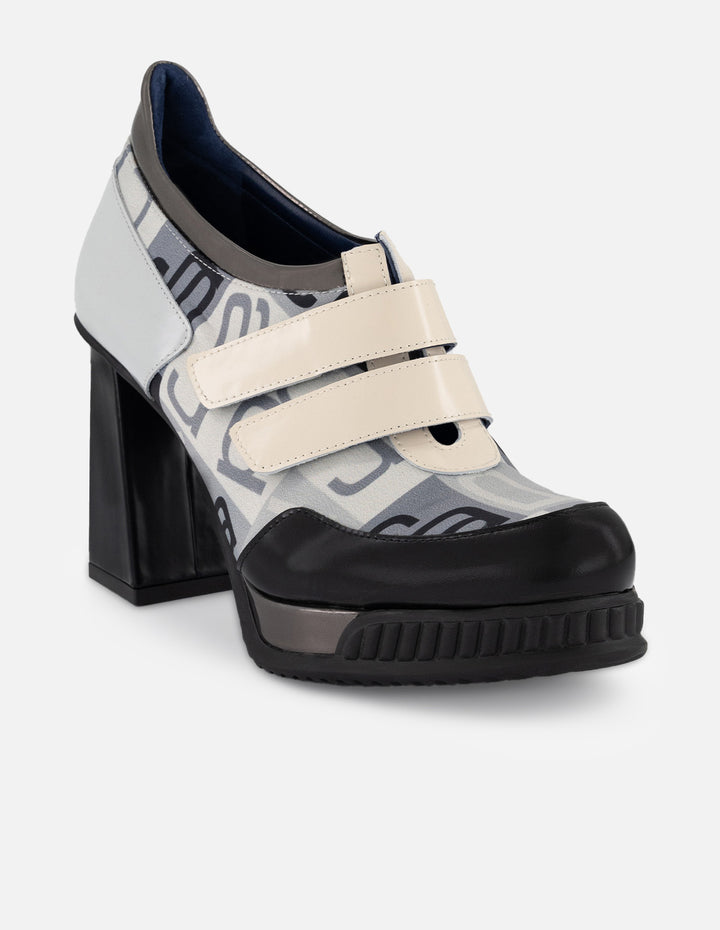 Botines gris textil de mujer combinación de materiales