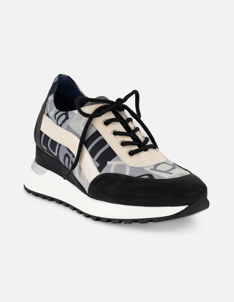 Tenis gris textil de mujer combinación de materiales
