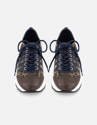 Tenis gris textil de mujer combinación de materiales