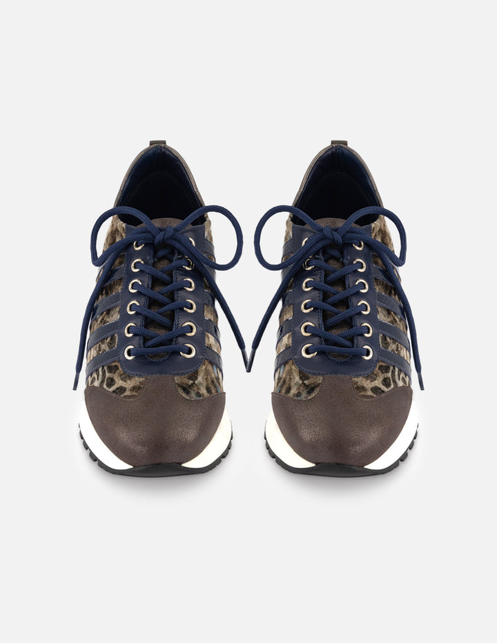 Tenis gris textil de mujer combinación de materiales