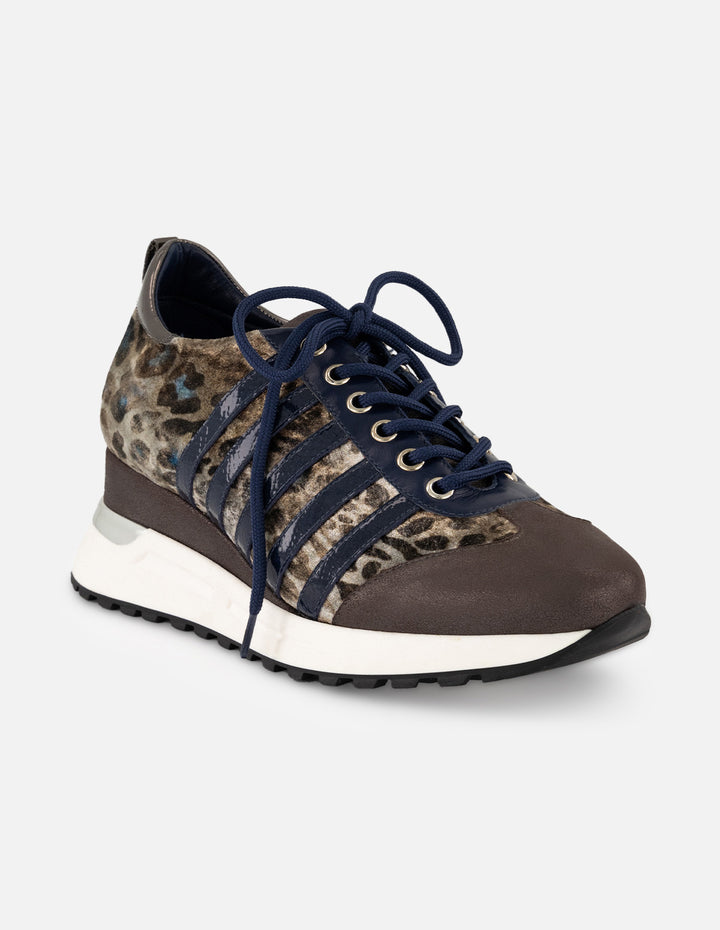 Tenis gris textil de mujer combinación de materiales