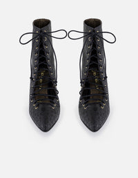 Botines negro piel de mujer grabado coco