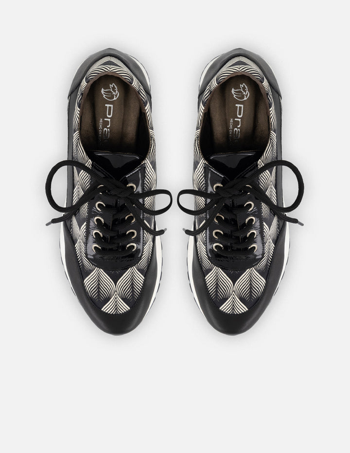 Tenis bicolor con detalles geométricos para mujer