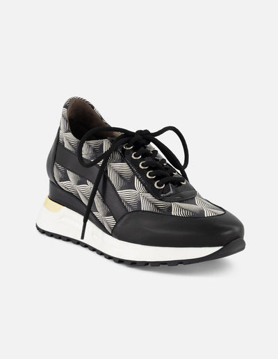 Tenis bicolor con detalles geométricos para mujer