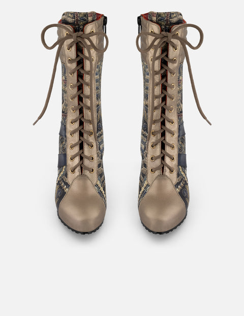 Botín multicolor piel grabada Prada