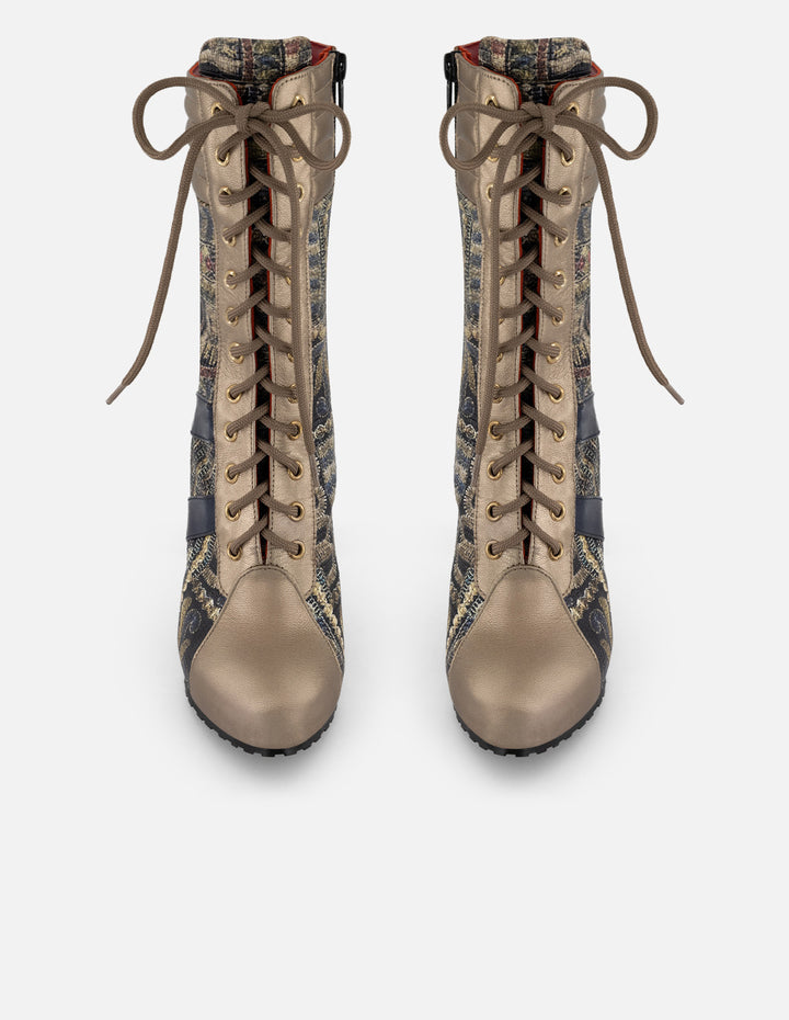 Botín multicolor piel grabada Prada