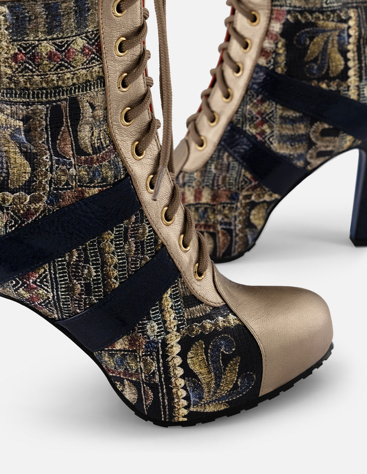 Botín multicolor piel grabada Prada