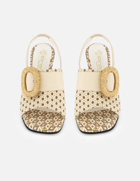 Sandalias beige piel para mujer con maxi hebilla