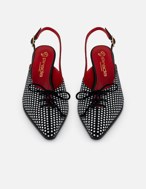 Zapatilla negro ante piel para mujer con lunares brillantes