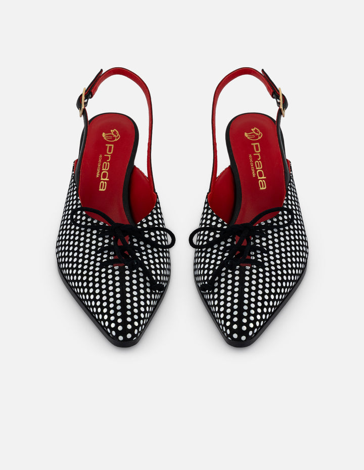 Zapatilla negro ante piel para mujer con lunares brillantes