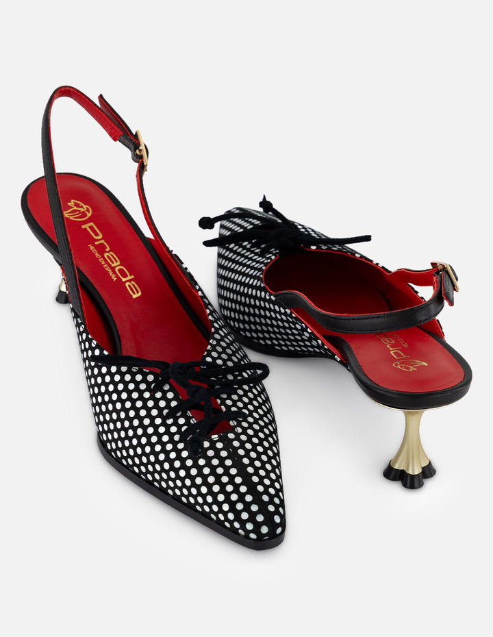 Zapatilla negro ante piel para mujer con lunares brillantes