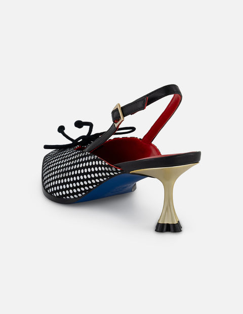 Zapatilla negro ante piel para mujer con lunares brillantes