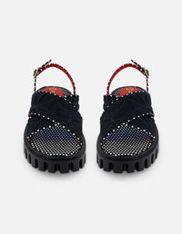 Sandalias negro textil para mujer con pala acolchada
