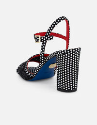 Sandalias negro reja para mujer con lunares brillantes