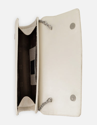 Clutch blanco piel grabada para mujer con textura marcada