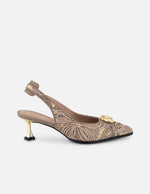 Zapatilla nude rafia para mujer con corte textil