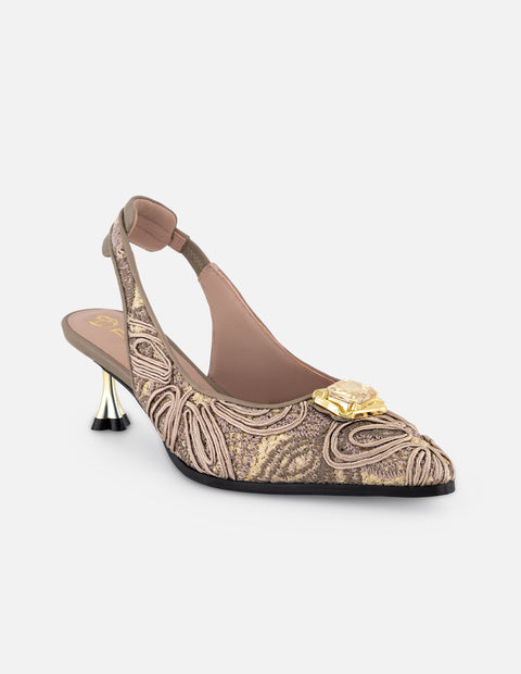 Zapatilla nude rafia para mujer con corte textil