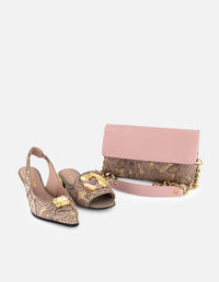 Sandalias nude rafia para mujer con adorno dorado