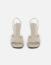 Sandalias blanco piel grabada para mujer con acabado troquelado