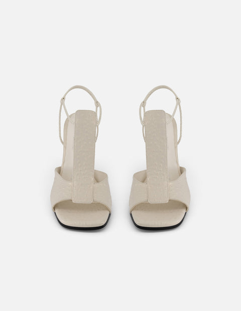 Sandalias blanco piel grabada para mujer con acabado troquelado