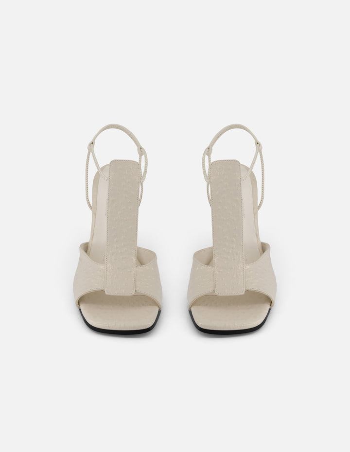 Sandalias blanco piel grabada para mujer con acabado troquelado