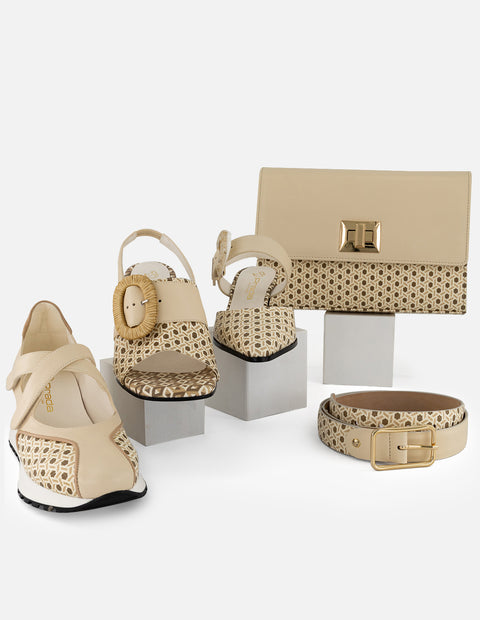 Tenis blanco piel para mujer con detalles geométricos