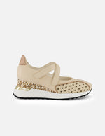 Tenis blanco piel para mujer con detalles geométricos