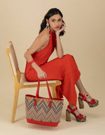 Tote multicolor textil para mujer con tejido decorativo