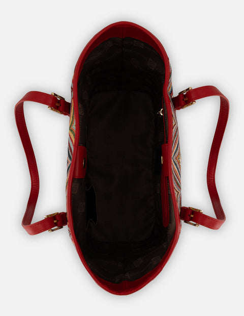 Tote multicolor textil para mujer con tejido decorativo