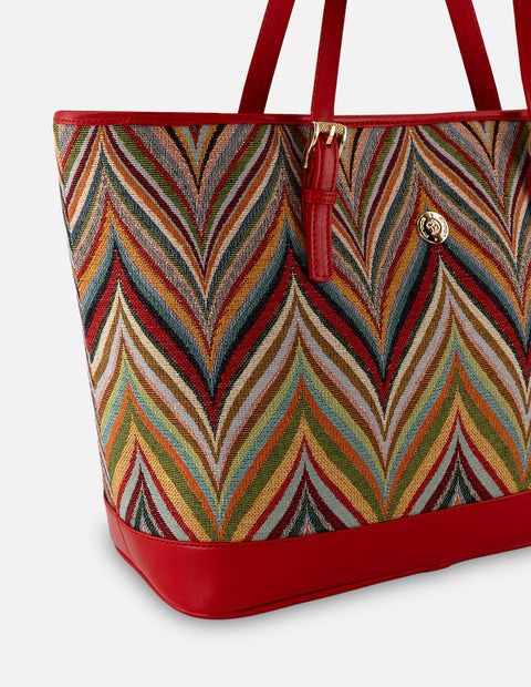 Tote multicolor textil para mujer con tejido decorativo