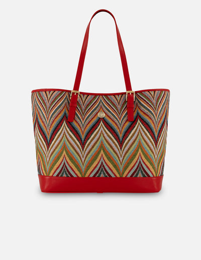 Tote multicolor textil para mujer con tejido decorativo
