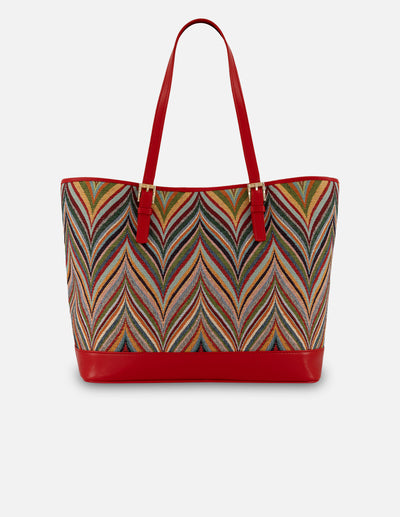 Tote multicolor textil para mujer con tejido decorativo