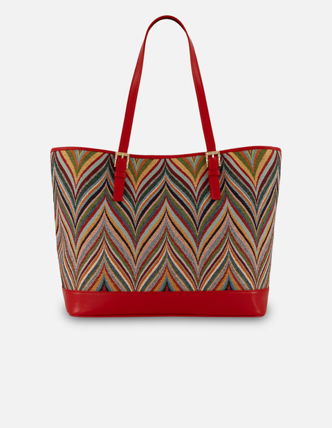 Tote multicolor textil para mujer con tejido decorativo