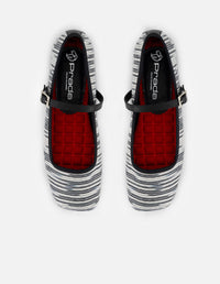 Balerina negro textil para mujer con franjas en relieve