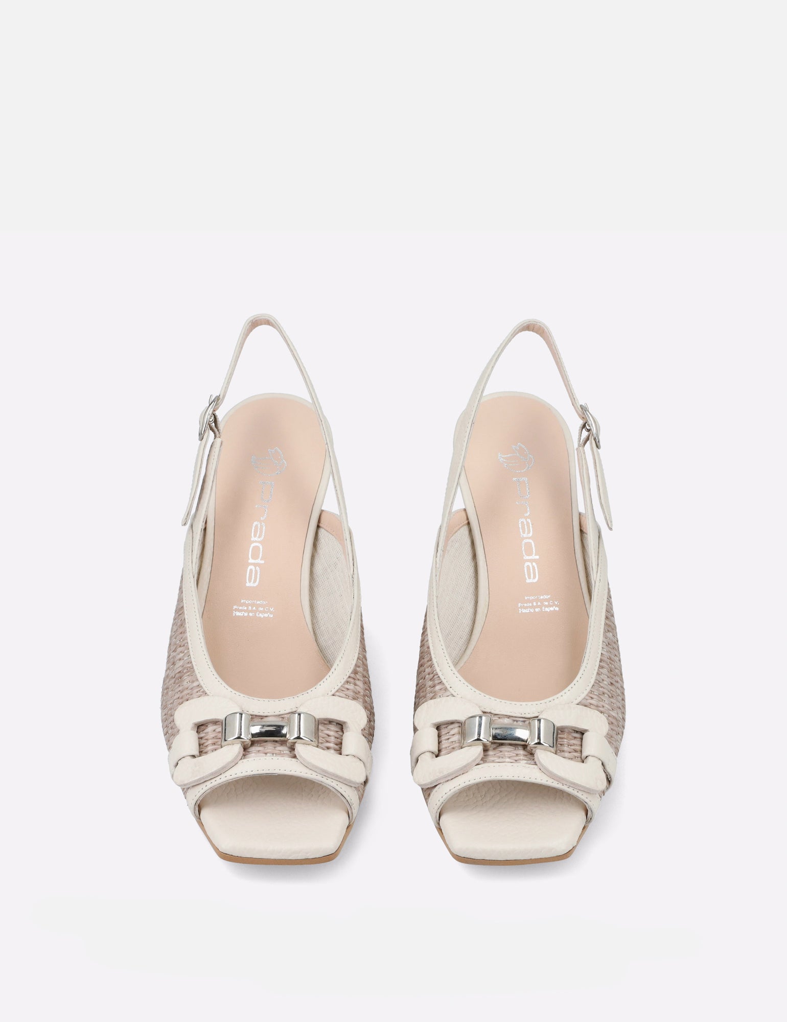 Zapatilla de cuña en rafia y piel color blanco