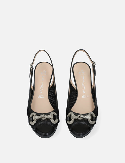 Zapatilla Destalonada en textil color negro