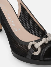 Zapatilla Destalonada en textil color negro