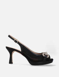 Zapatilla Destalonada en textil color negro