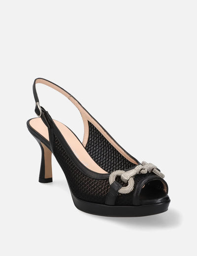 Zapatilla Destalonada en textil color negro