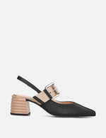 Zapatilla destalonada con maxi hebilla color negro