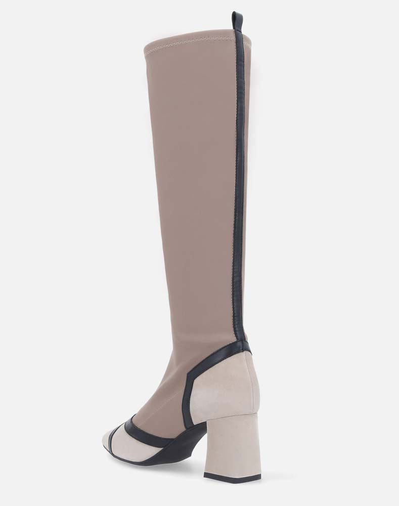 Bota en textil neopreno beige para mujer