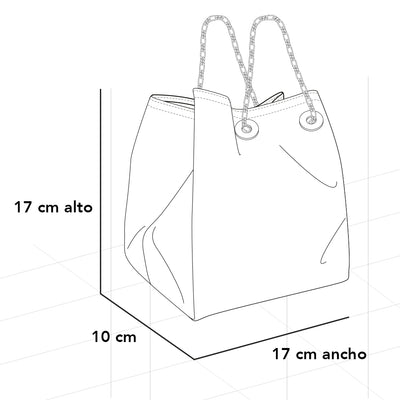 Bolso tipo bucket en textil tipo terciopelo con detalle de rombos en color negro con cadena para mujer